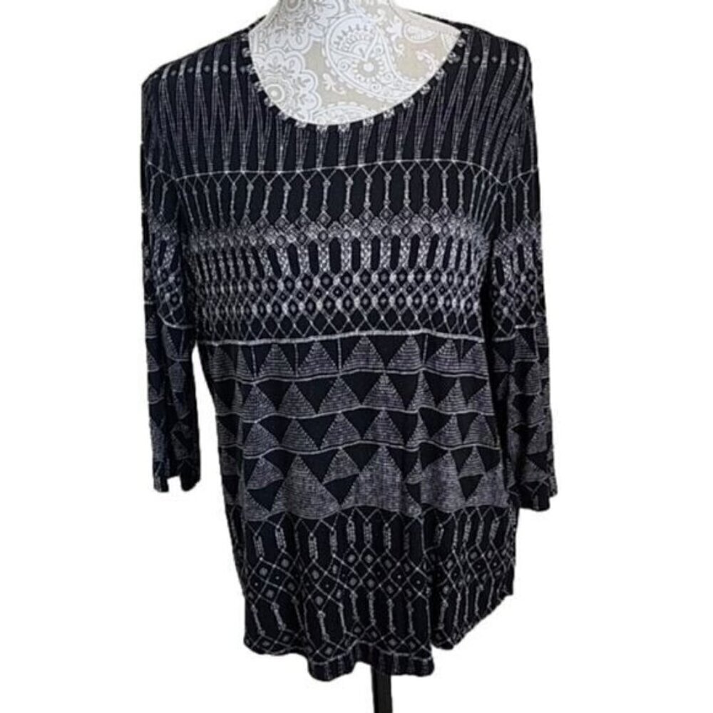 Anthropologie Philosophy Top Black and white 3/4 sleeve Women's 0X